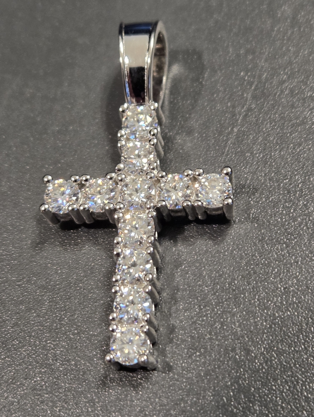 MOISSANITE Iced Out Tennis Cross Pendant 925 Silver NEW - Picture 7 of 12